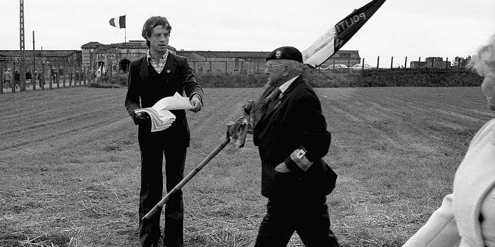 A Rooie Vlinder activist draws attention to discrimination against gays and lesbians in Belgium at the Breendonk National Memorial in 1978 during the national commemorations. (Copyright: Krist de Munter).