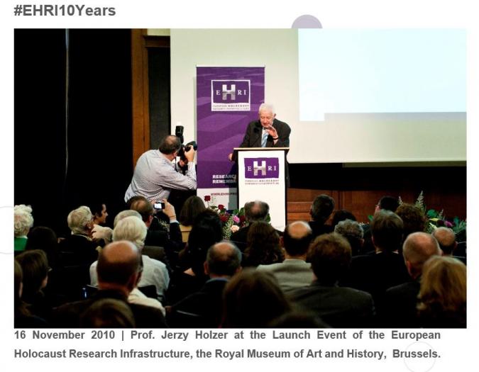 16 November 2010. Prof. Jerzy Holzer at the Launch Event of the European Holocaust Research Infrastructure, the Royal Museum of Art and History, Brussels. Copyrights EHRI. 16 November 2010. Prof. Jerzy Holzer at the Launch Event of the European Holocaust Research Infrastructure, the Royal Museum of Art and History, Brussels. Copyrights EHRI.